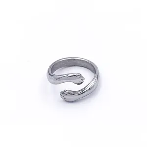Minimalistische zilveren omhelzing ring open verstelbare metalen ring sieraden detail