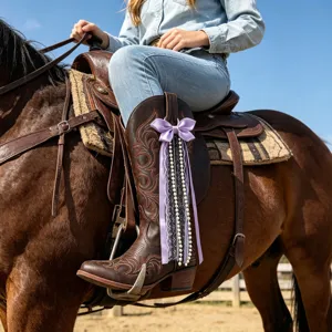 Decoration de noeud de botte western faite main avec dentelle et perles pour bottes tendance