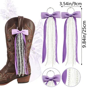 Ruban de suspension pour botte de cowboy occidental avec dentelle et perles pour déco de chaussures