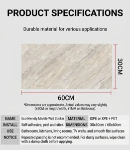 Adhesivo de pared impermeable imitación mármol para la decoración moderna del hogar.