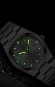 Men's quartz watch business casual luminous dial stainless steel waterproof wrist watch