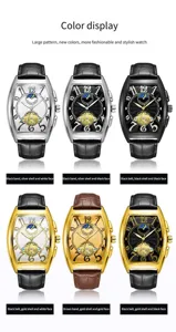 Men tonneau automatic mechanical watch hollow dial stylish luxury wristwatch variants