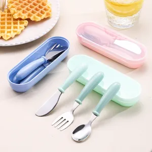 304 Stainless Steel Children Cutlery Set Portable Spoon Fork Knife Ins Style Cute Tableware Feeding Baby Tableware