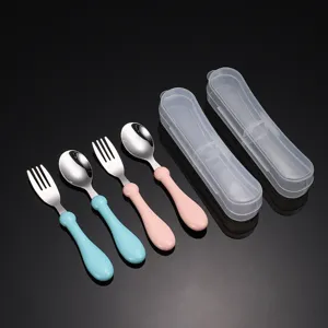 Ensemble De Cuillère Et Fourchette D'Alimentation Pour Enfants En Acier Inoxydable 304 Set De Couteaux Portable Avec Boîte De Rangement Pour Bébé