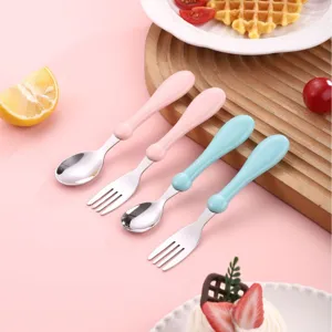 Juego Cubiertos Infantil Acero 304 Tenedor Cuchara Lindo Bebé Alimentación Regalo