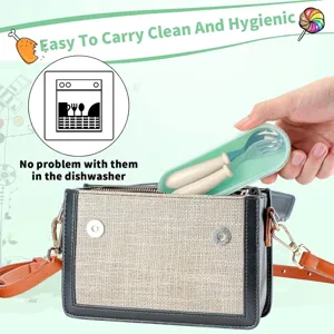 Ensemble fourchette cuillère en acier inoxydable portable pour enfants avec boîte.