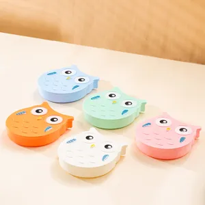 Cute owl shaped plastic lunch box split food container set kids cute cartoon tableware