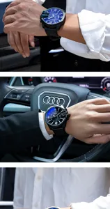 Men large dial quartz watch business waterproof luminous wristwatch car driving style