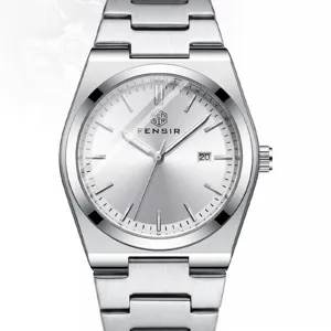 Classic business men's quartz watch with stainless steel strap and calendar display for daily commuting.