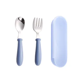 Edelstahl Kinder Besteck Set mit Löffel Gabel und Aufbewahrungsbox für den täglichen Gebrauch.