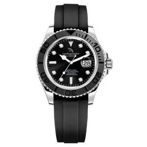 Men Automatic Mechanical Watch Luxury Business Waterproof Luminous Rotating Bezel Sapphire Crystal Rubber Strap Watch