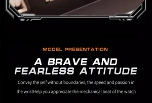 Mechanical watch detail presentation showcasing sports racing design and intricate movement.