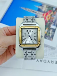 Luxus quadratische Quarzuhr für Damen und Herren, stilvolle Business lässige Uhr mit Metallarmband.