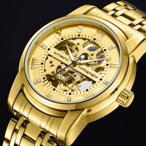Herren Automatische Mechanische Uhr Edelstahl Skelett Wasserdicht Leuchtend Business Armbanduhr Luxus Kleid Uhr Für Herren
