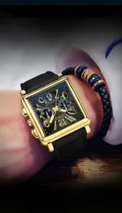 Men square dial quartz watch with black leather strap luxury fashion waterproof wristwatch