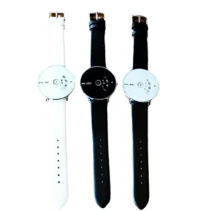 Montre-bracelet à quartz conceptuelle créative minimaliste avec bracelet en cuir pour tous.