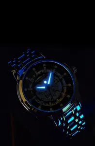 Men's mechanical watch with luminous hands skeleton dial and steel strap for daily wear