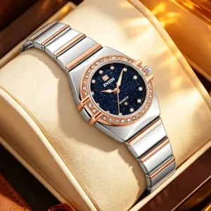Women's Luxury Quartz Mechanical Watch Starry Sky Dial Stainless Steel Strap Fashion Casual Wristwatch