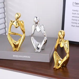 Nordische Luxus Harz Denker Skulptur Gold Silber moderne Desktop Heimtextilien Dekoration