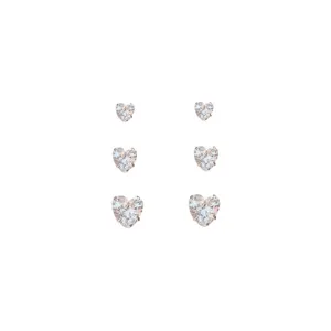 Set di Orecchini a Pulsante a Cuore con Diamante Brillante in Argento Sterling 925 Stile