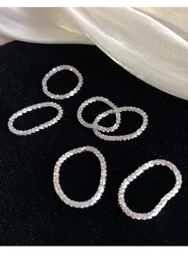 S925 Silber glitzernder schlichter Bandring minimalistischer stapelbarer Ring Damen