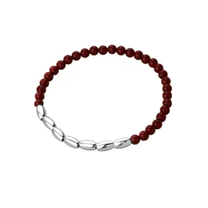 Elegantes S999 Silber Zinnobersamen Perlen Armband, chinesischer Stil minimalistischer Modeschmuck.