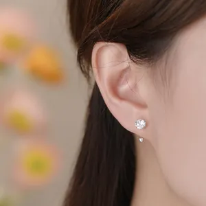 S999 zilveren minimalisten zirkonia oorknoppen voor vrouwen, elegante geometrische oorbellen.