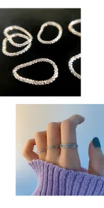 S925 Silber glitzernde Textur stapelbare dünne Ringe minimalistischer Fingerschmuck