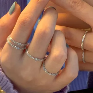 925 Sterlingsilber Italienischer Glitzer Schlichter Ring Minimalistisch Stapelbar Damen Ring Feiner Schmuck Geschenk