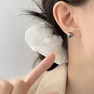 Dunkle Perlen Ohrstecker für Damen, eleganter einfacher Silberschmuck für Alltag und Arbeit.