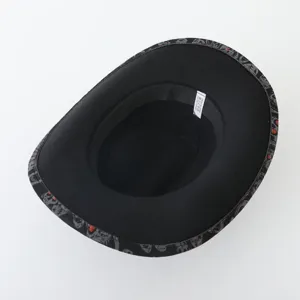 Sombrero de vaquero jazz negro con ala de calavera, ideal para fiestas de Halloween y uso diario.