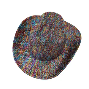 Bunter Pailletten Cowboyhut Retro ethnischer breiter Krempe Fedora Sonnenhut fuer Damen Herren