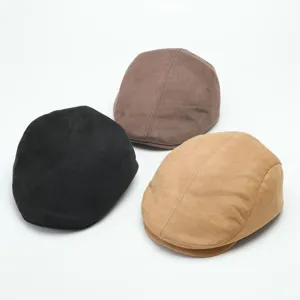 Women vintage suede flat cap retro casual beret stylish autumn spring ivy hat newsboy