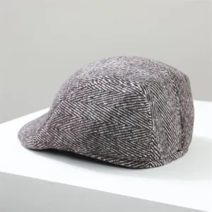 Classic herringbone flat cap winter warm vintage ivy cap casual newsboy hat for men