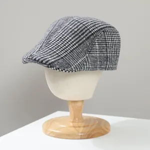 Casquette plate classique en coton à carreaux pour hommes, élégant chapeau d'hiver.