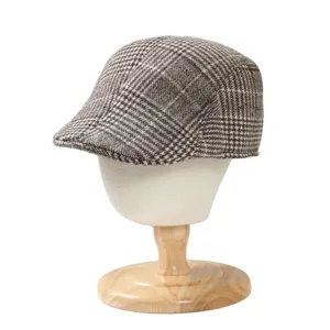 Casquette plate classique à carreaux pour homme chapeau béret vintage en coton chaud d'hiver