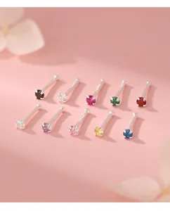 S999 zilveren kleurrijke zirkoon oorstekers, delicate minimalisten kraakbeen oorbellen.
