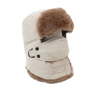 Cappello bomber termico invernale con maschera, cappello antivento per sci all'aperto freddo.