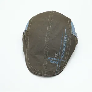 Herren Schiebermütze casual Ivy Beret Hut mit stilvoller Stickerei und Totenkopf.