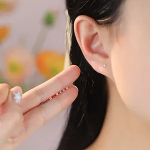 Sterling zilveren dopamine kleurrijke zircon oorknopjes, delicate kleine minimalisten piercing sieraden.
