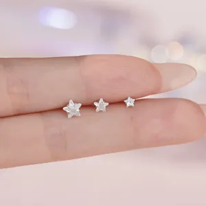 S999 Sterlingsilber Stern Zirkon Ohrstecker Süßer Stil Kleine Schmuck Geschenke Damen