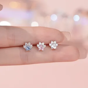 Silber Katzenpfote Zirkon Ohrstecker Süße Koreanische Stil Modische Damenschmuck