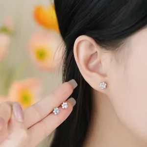 925er Silber Katzenpfote Zirkon Ohrstecker Süßer Stil Nischen Ohrringe für Alltag