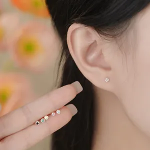S999 Sterling Silber Minimalistische Fadenkugel Ohrstecker fuer Damen Alltagsschmuck