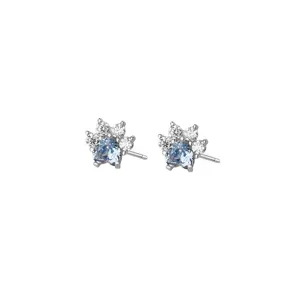 S999 Sterling Silber Katzenpfote Zirkon Ohrringe Süß Koreanisch Luxus Damen Schmuck
