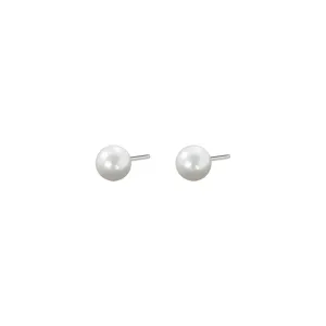 Elegante weiße Perlen Ohrstecker mit Silber Stiften minimalistischer Stil klassischer Schmuck