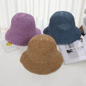 Cappello a secchiello in paglia fatto a mano, stile giapponese cappello parasole estivo.