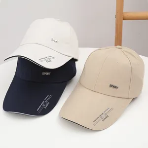 Unisex long brim baseball cap for spring and summer, adjustable outdoor sun protection hat.