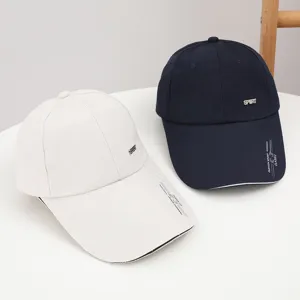 Unisex long brim baseball hat casual outdoor sun protection couple matching solid color caps
