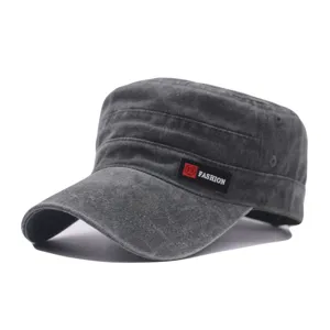 Cappello piatto uomo in cotone lavato stile militare casual protezione solare estiva